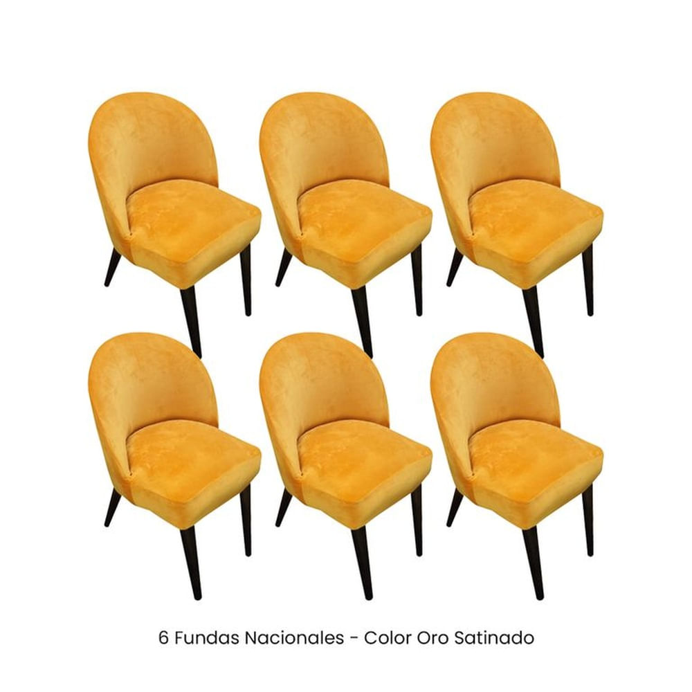 6 Fundas Nacionales de Terciopelo para Silla Vintage Curva - Oro Satinado
