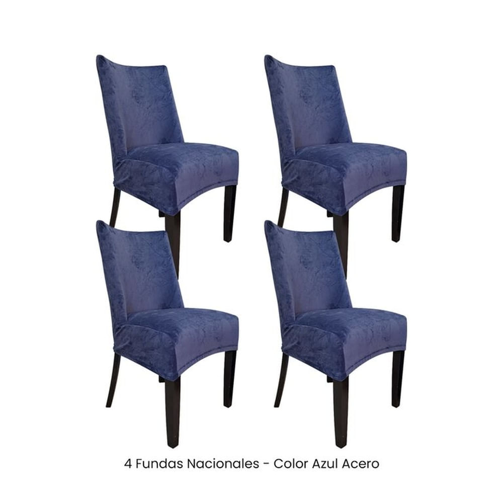 4 Fundas Nacionales de Terciopelo para Silla Butaca Curva - Azul Acero