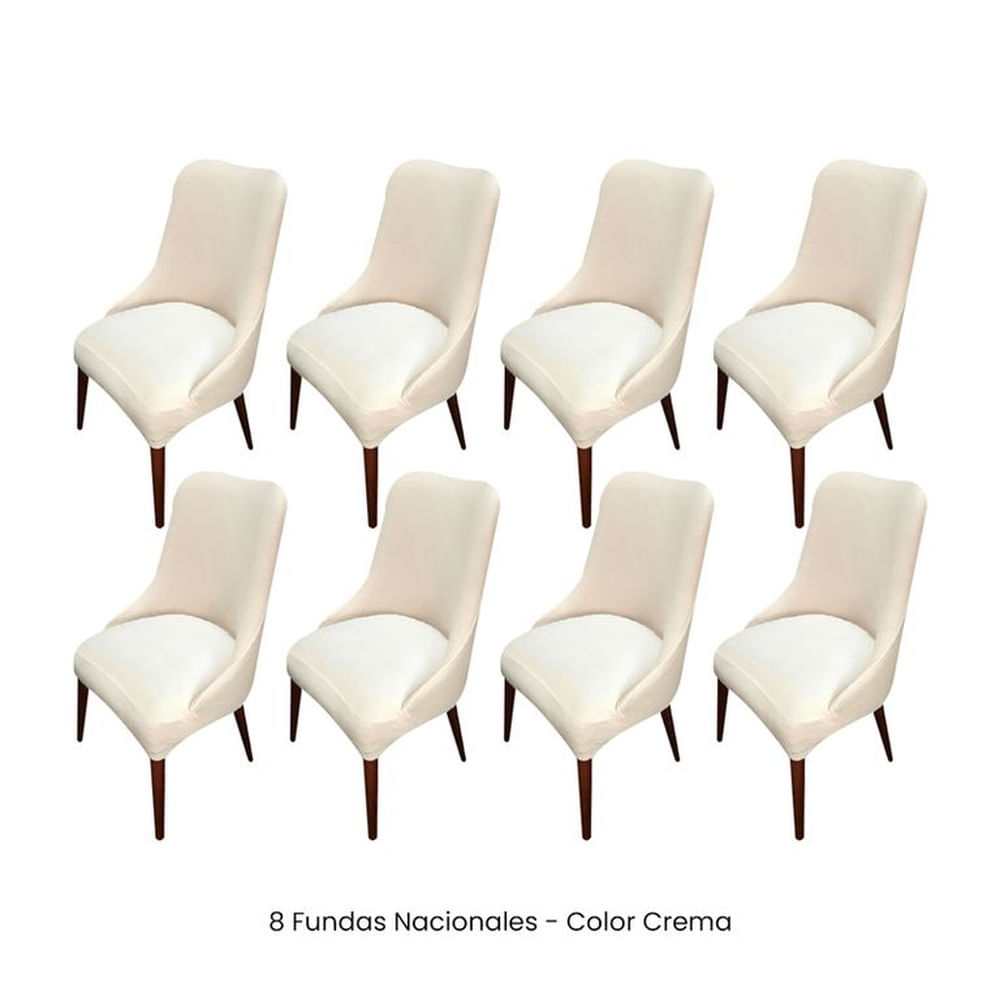 8 Fundas Nacionales de Terciopelo para Silla Brazo - Crema