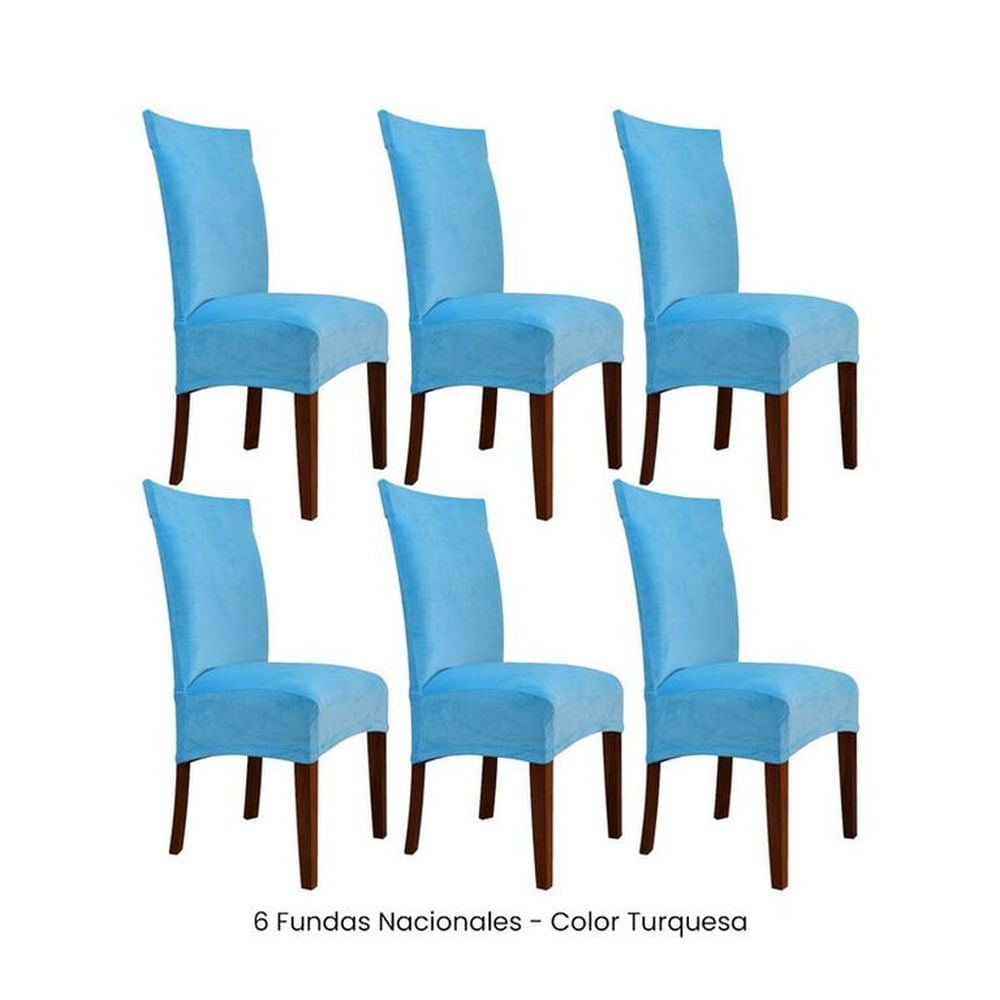 6 Fundas Nacionales de Terciopelo para Silla Recta - Turquesa