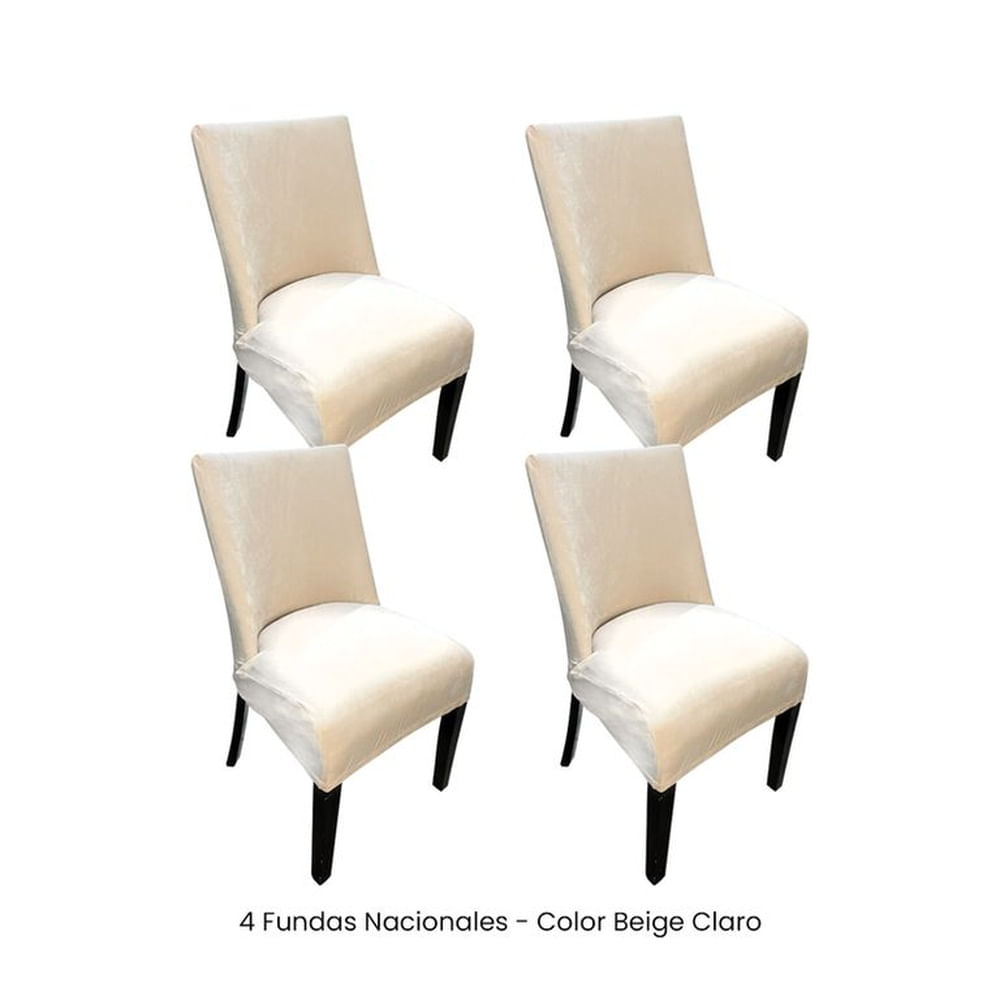 4 Fundas Nacionales de Terciopelo para Silla Butaca Curva - Beige Claro