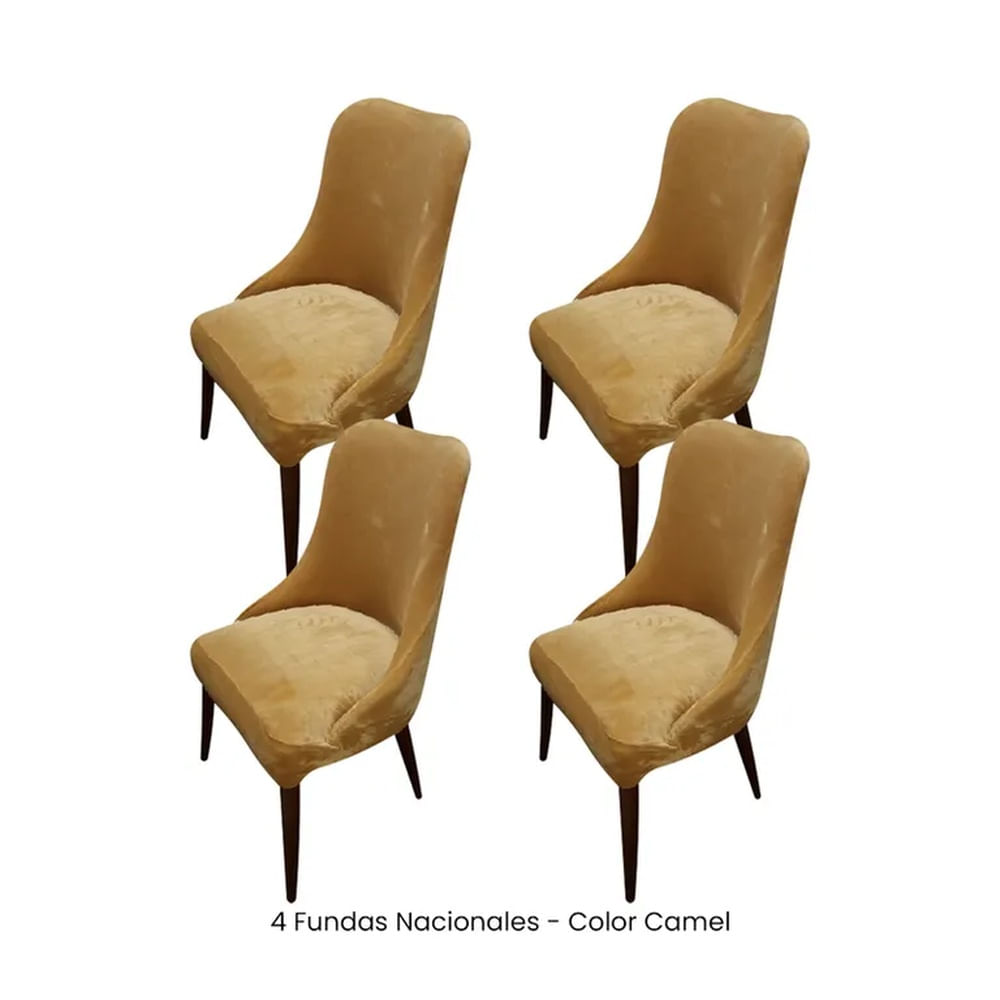 4 Fundas Nacionales de Terciopelo para Silla Brazo - Camel