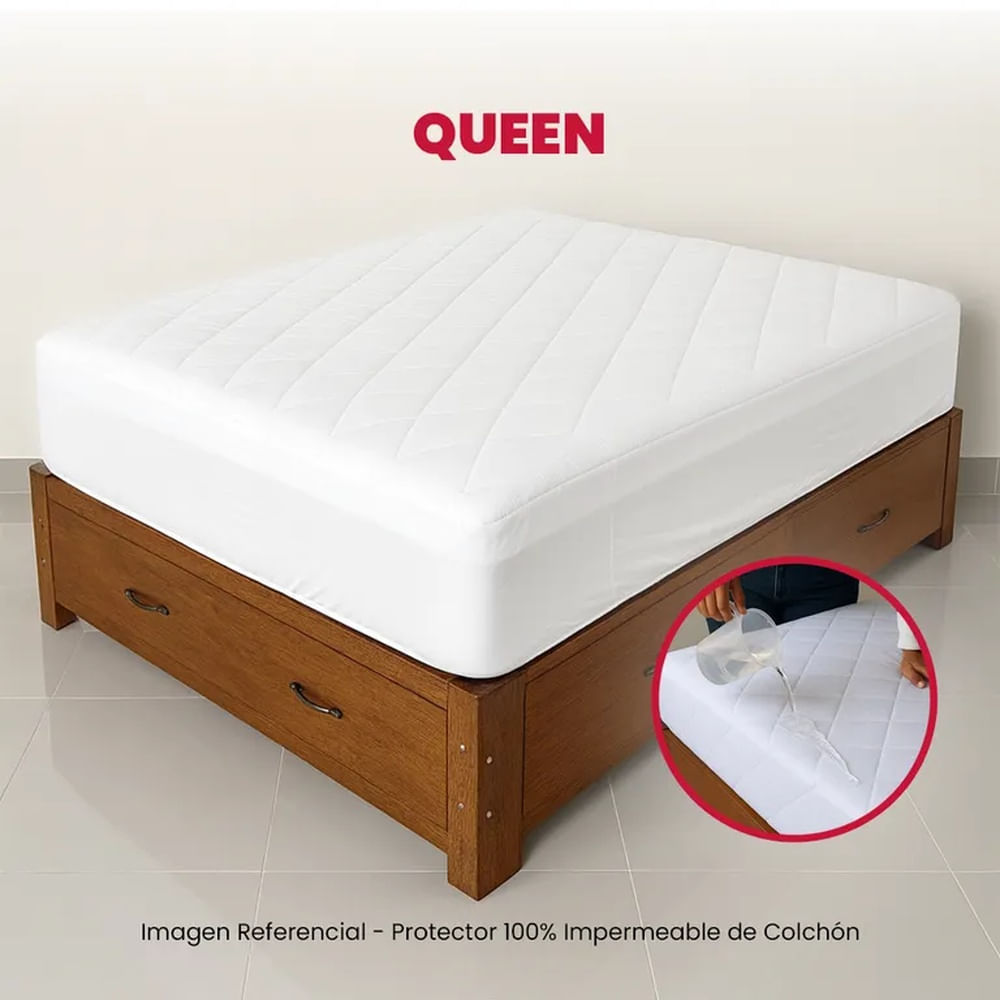 Protector de Colchón 100% impermeable - Queen Blanco