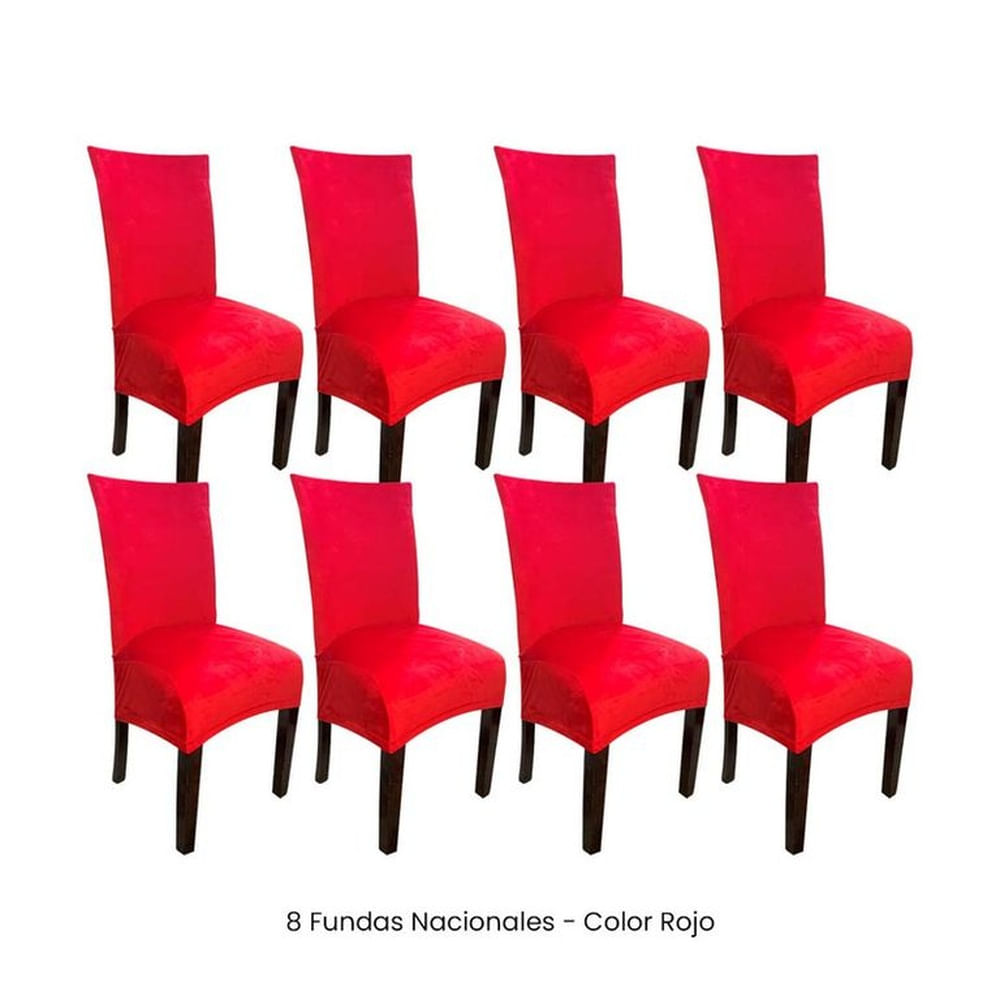 8 Fundas Nacionales de Terciopelo para Silla Recta - Rojo