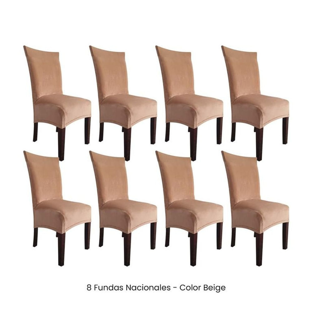 8 Fundas Nacionales de Terciopelo para Silla Recta - Beige