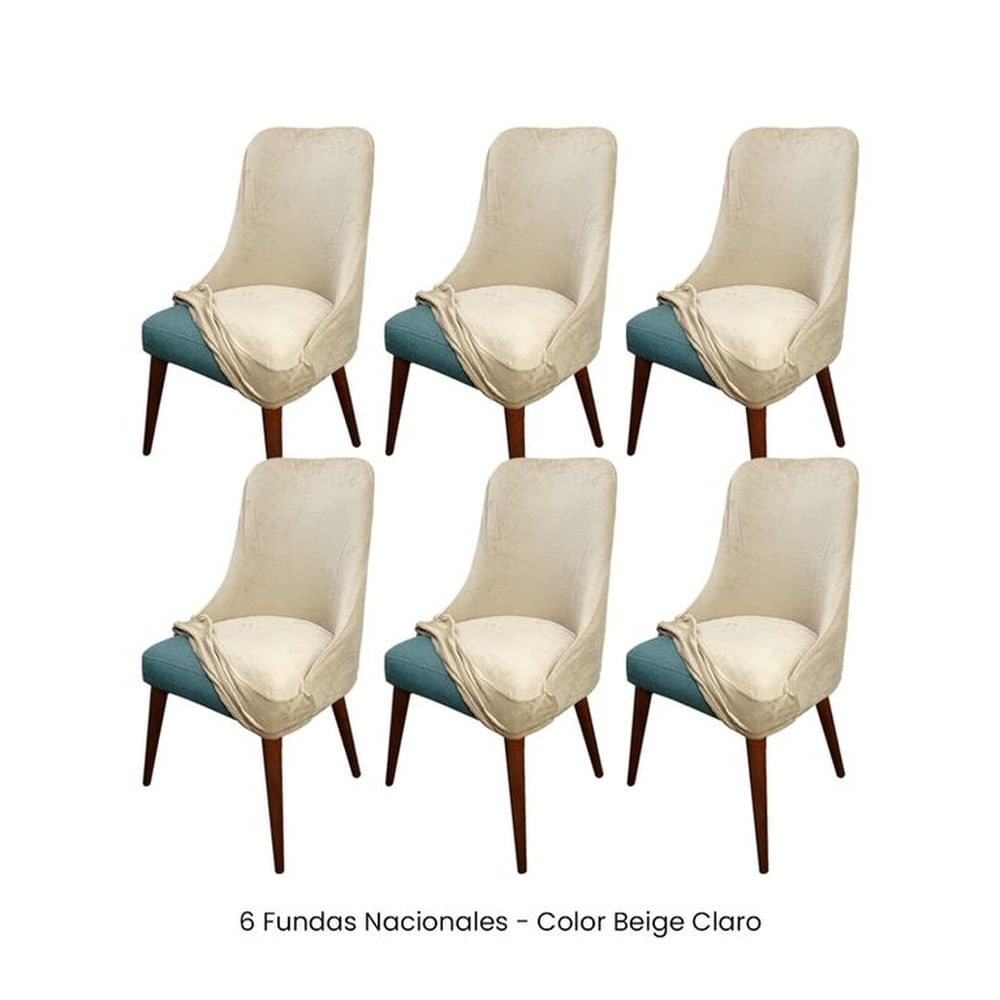 6 Fundas Nacionales de Terciopelo para Silla Brazo - Beige Claro