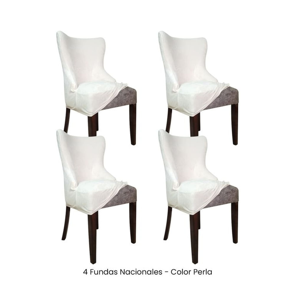 4 Fundas Nacionales de Terciopelo para Silla Princesa - Perla