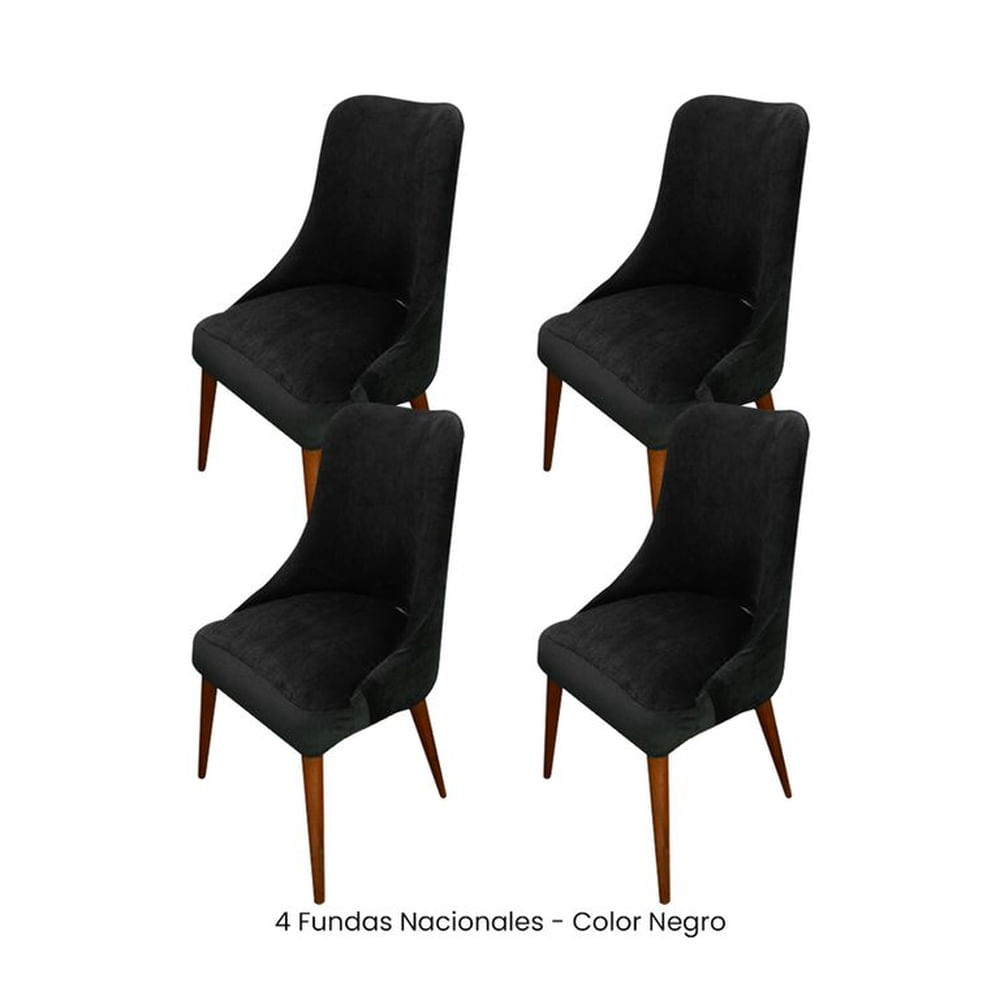 4 Fundas Nacionales de Terciopelo para Silla Brazo - Negro