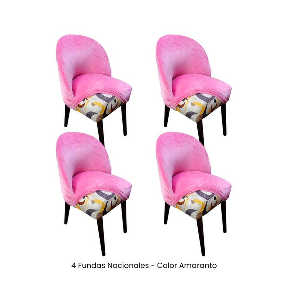 4 Fundas Nacionales de Terciopelo para Silla Vintage Curva - Amaranto