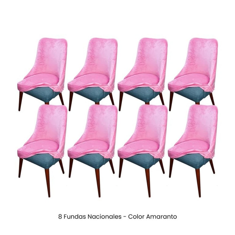 8 Fundas Nacionales de Terciopelo para Silla Brazo - Amaranto
