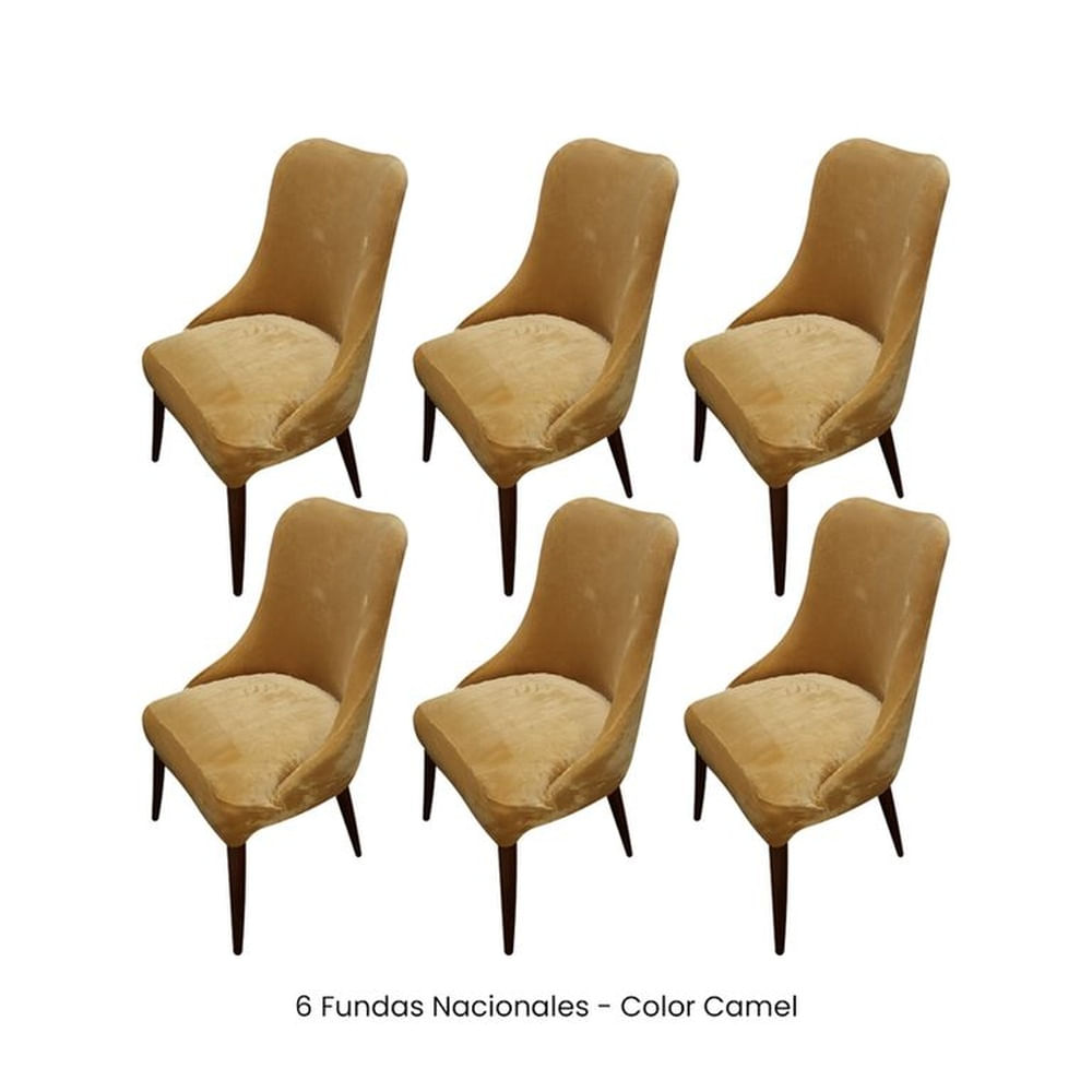 6 Fundas Nacionales de Terciopelo para Silla Brazo - Camel