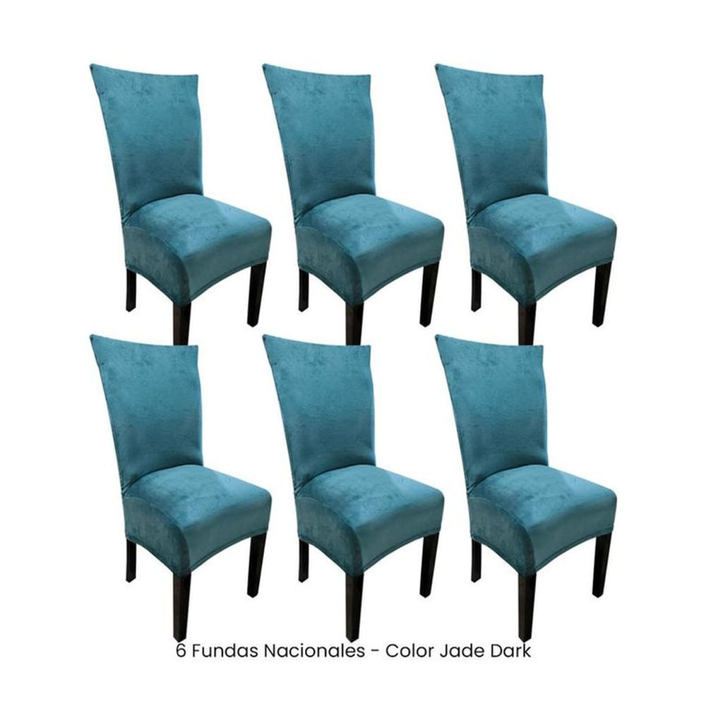 6 Fundas Nacionales de Terciopelo para Silla Recta - Jade Dark