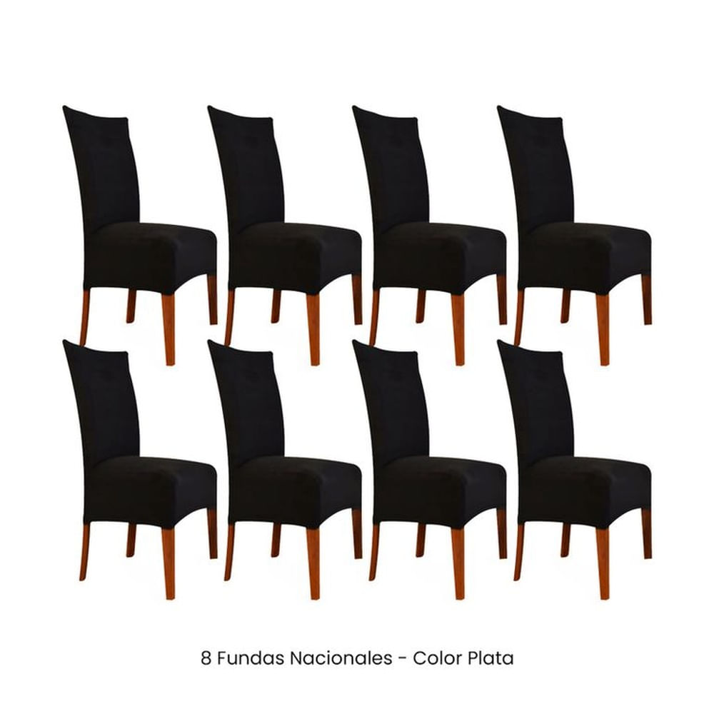 8 Fundas Nacionales de Terciopelo para Silla Recta - Negro