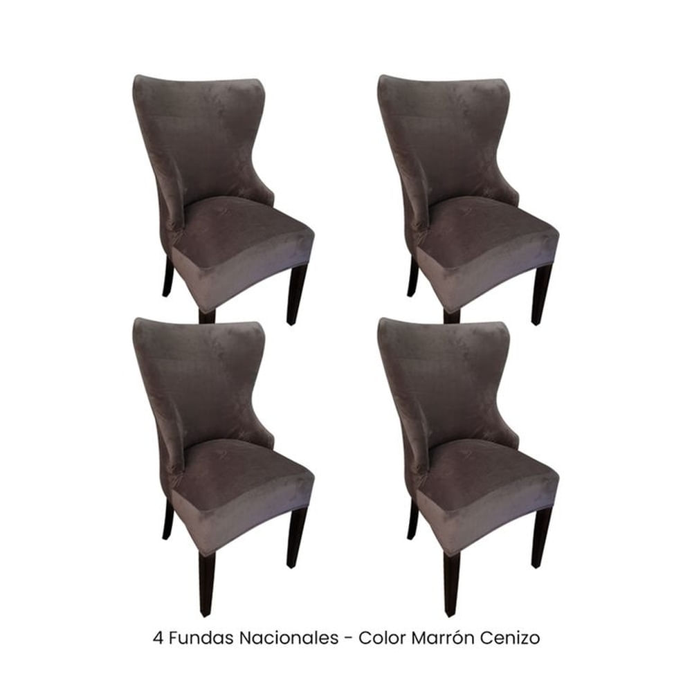 4 Fundas Nacionales de Terciopelo para Silla Princesa - Marrón Cenizo