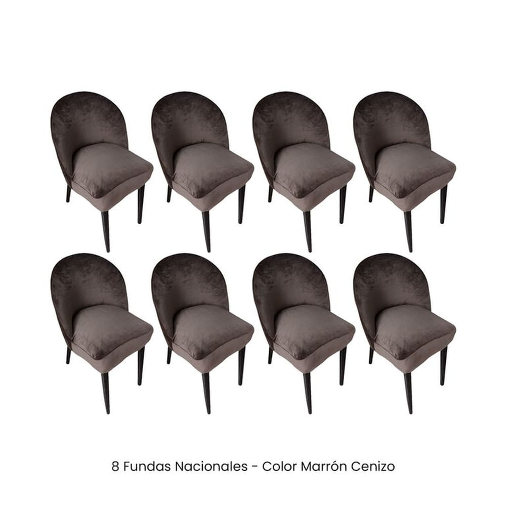 8 Fundas Nacionales de Terciopelo para Silla Vintage Curva - Marrón Cenizo