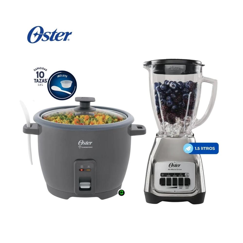 Combo Oster Olla Arrocera DiamondForce 10 Tazas - Licuadora 1.5 Litros
