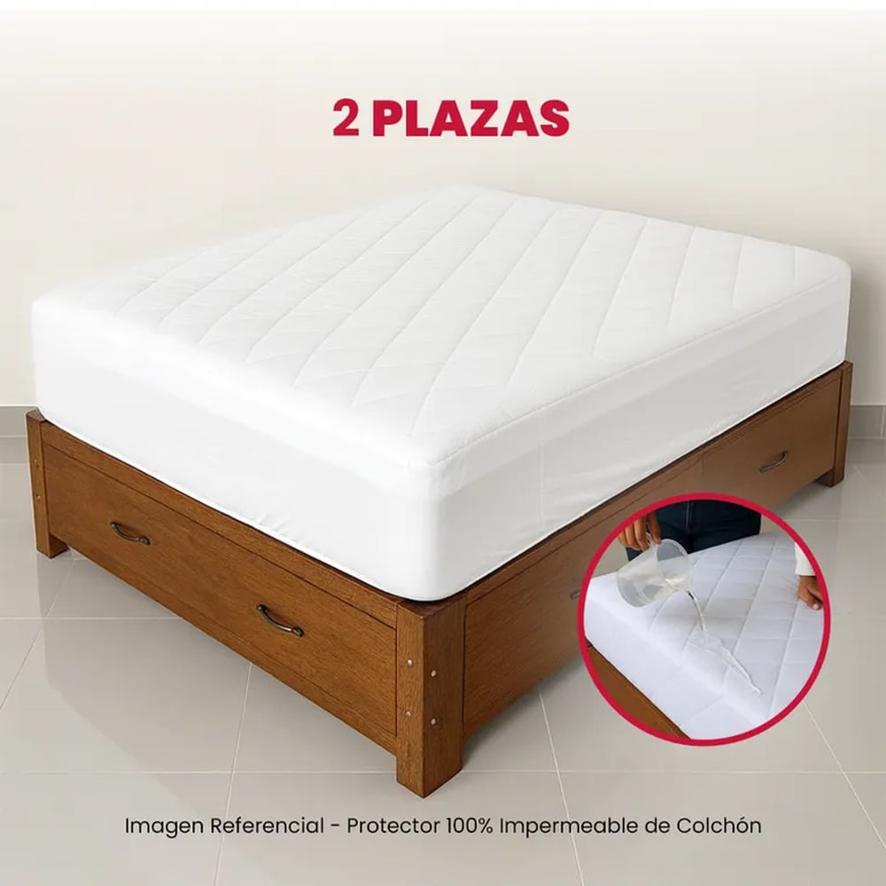 Protector de Colchón 100% impermeable - 2 Plazas Blanco