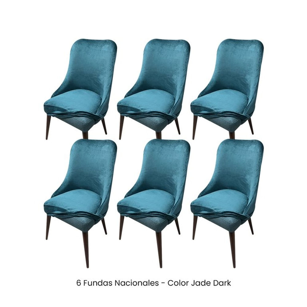6 Fundas Nacionales de Terciopelo para Silla Brazo - Jade Dark