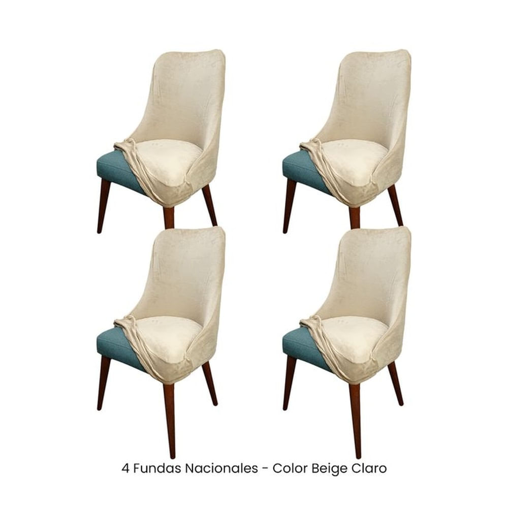 4 Fundas Nacionales de Terciopelo para Silla Brazo - Beige Claro