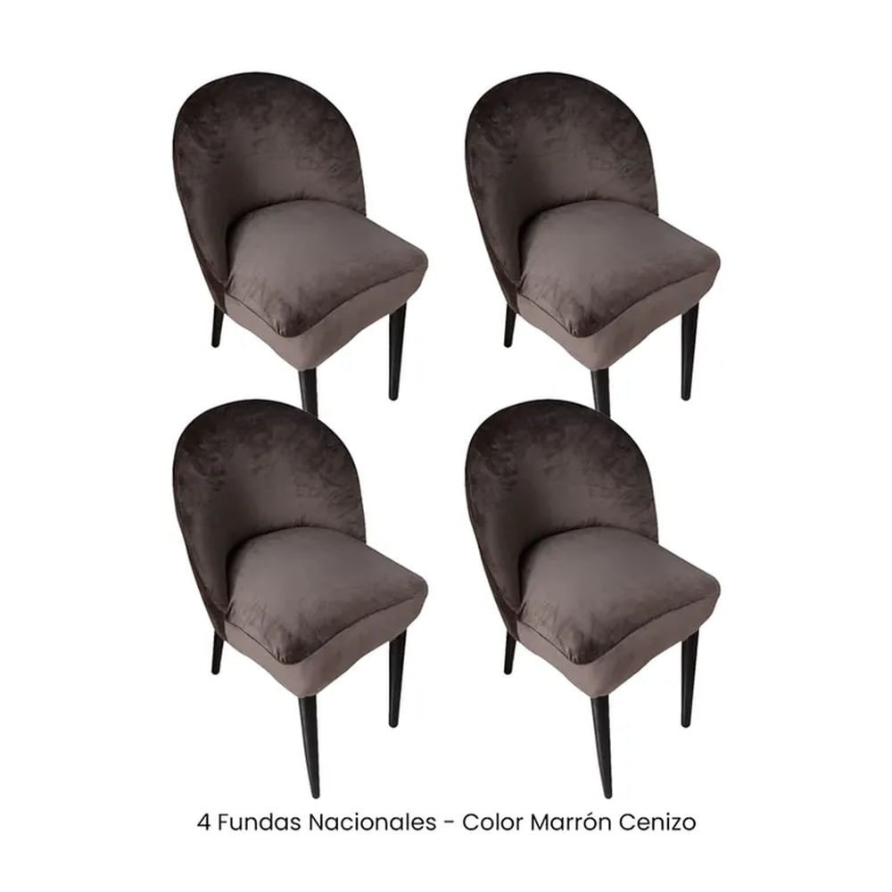 4 Fundas Nacionales de Terciopelo para Silla Vintage Curva - Marrón Cenizo