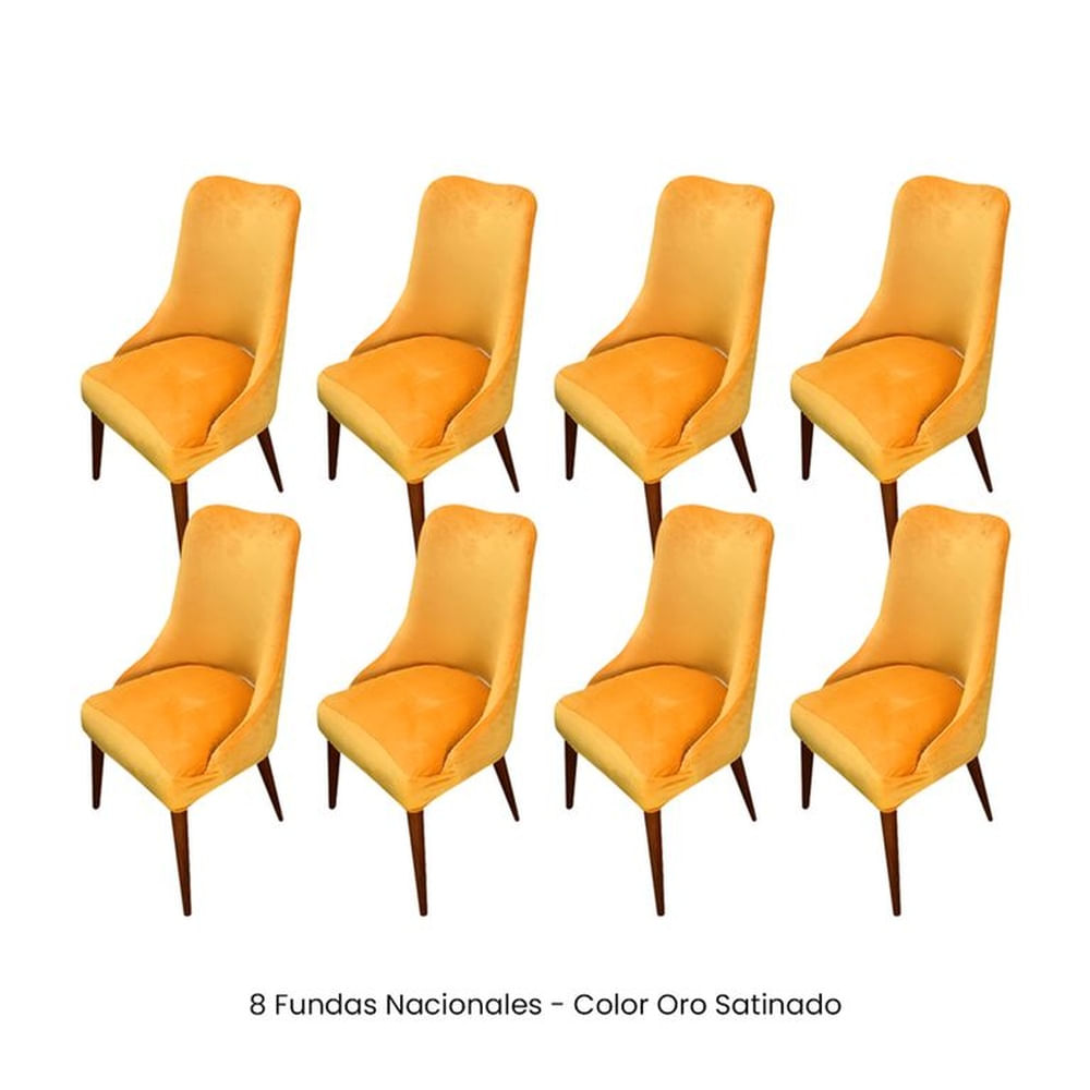 8 Fundas Nacionales de Terciopelo para Silla Brazo - Oro Satinado