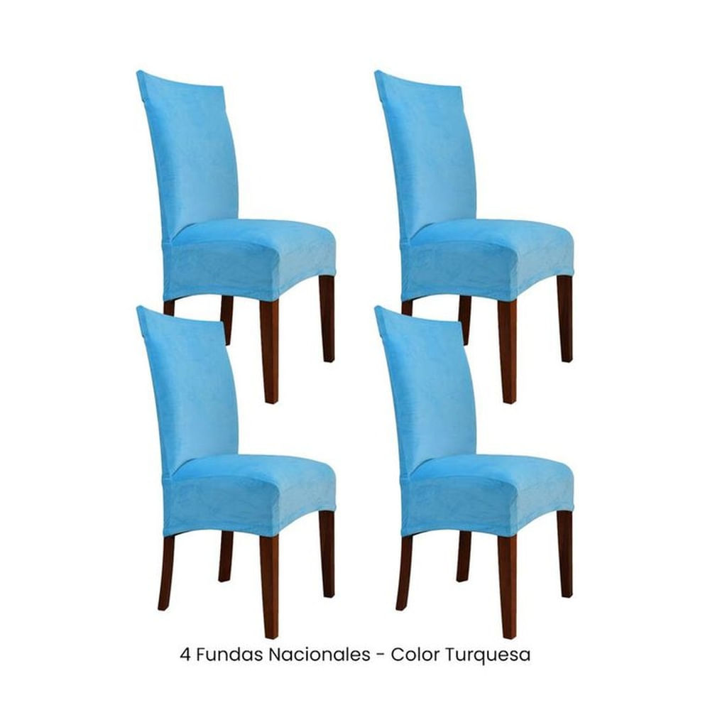 4 Fundas Nacionales de Terciopelo para Silla Recta - Turquesa