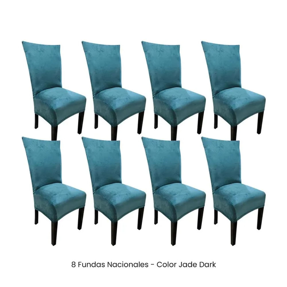 8 Fundas Nacionales de Terciopelo para Silla Recta - Jade Dark