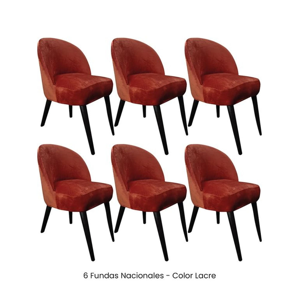 6 Fundas Nacionales de Terciopelo para Silla Vintage Curva - Lacre