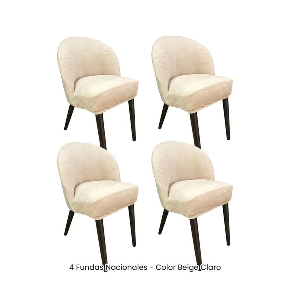 4 Fundas Nacionales de Terciopelo para Silla Vintage Curva - Beige Claro