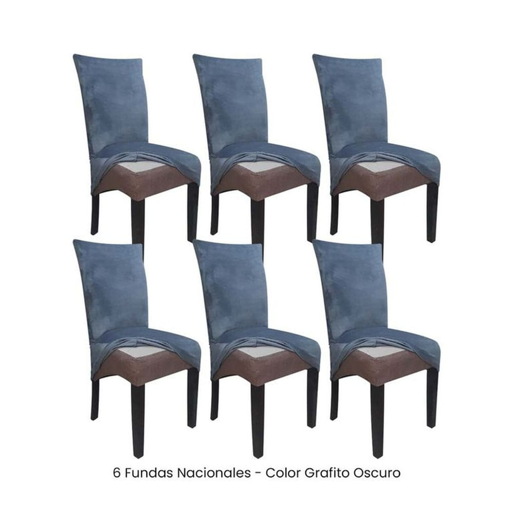 6 Fundas Nacionales de Terciopelo para Silla Recta - Grafito Oscuro