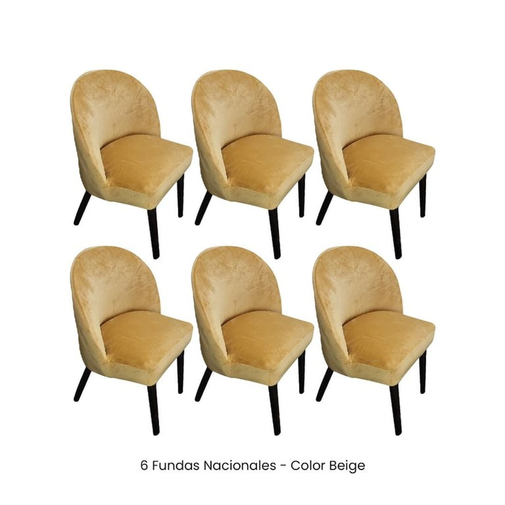 6 Fundas Nacionales de Terciopelo para Silla Vintage Curva - Camel