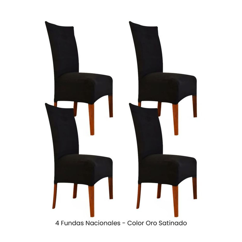 4 Fundas Nacionales de Terciopelo para Silla Recta - Negro