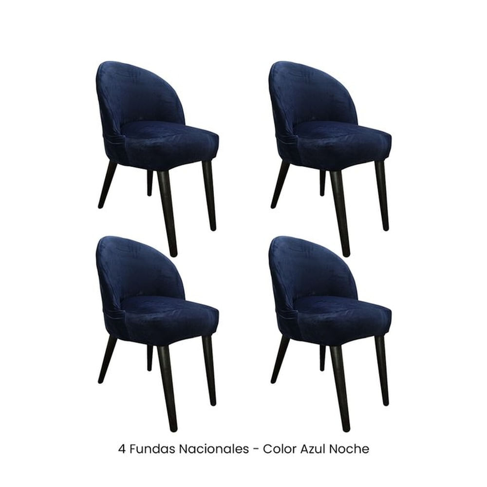 4 Fundas Nacionales de Terciopelo para Silla Vintage Curva - Azul Noche