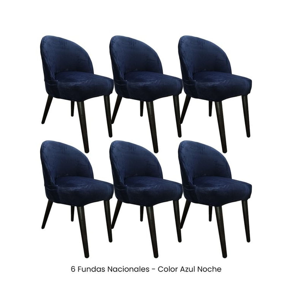 6 Fundas Nacionales de Terciopelo para Silla Vintage Curva - Azul Noche