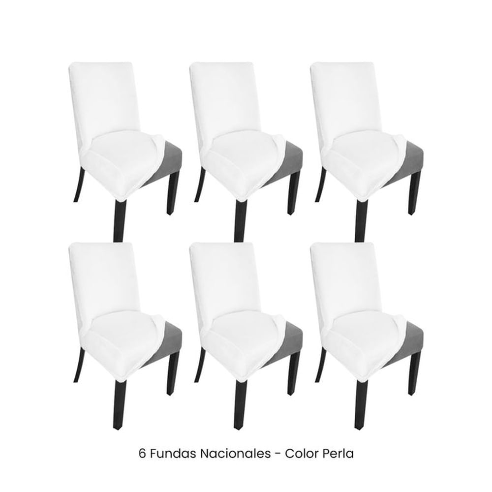 6 Fundas Nacionales de Terciopelo para Silla Butaca Curva - Perla