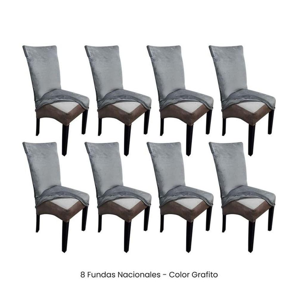 8 Fundas Nacionales de Terciopelo para Silla Recta - Grafito