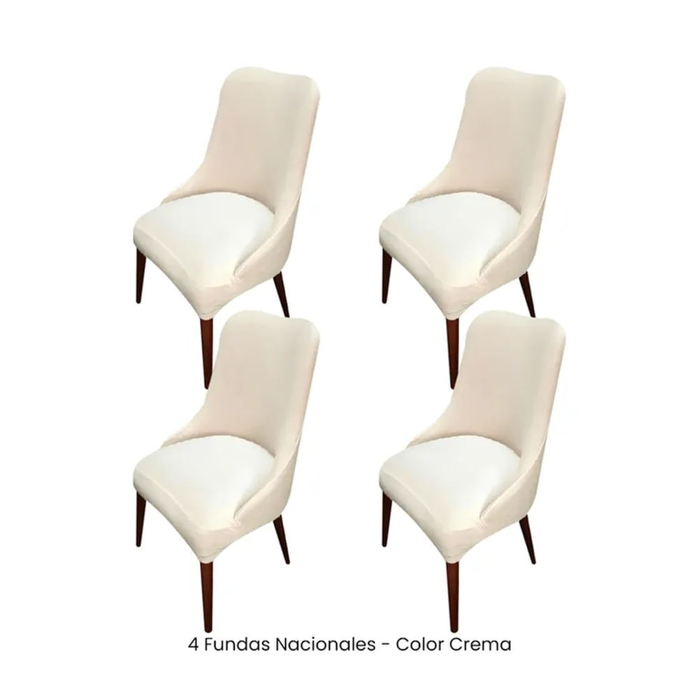 4 Fundas Nacionales de Terciopelo para Silla Brazo - Crema