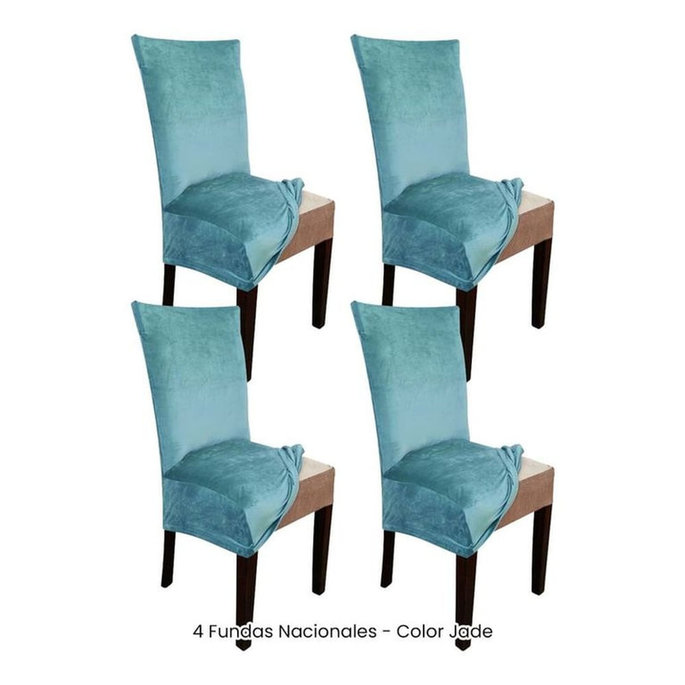 4 Fundas Nacionales de Terciopelo para Silla Recta - Jade