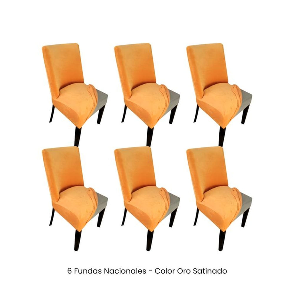6 Fundas Nacionales de Terciopelo para Silla Butaca Curva - Oro Satinado