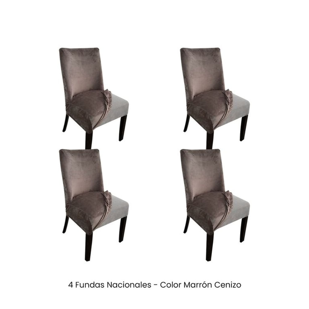 4 Fundas Nacionales de Terciopelo para Silla Butaca Curva - Marrón Cenizo