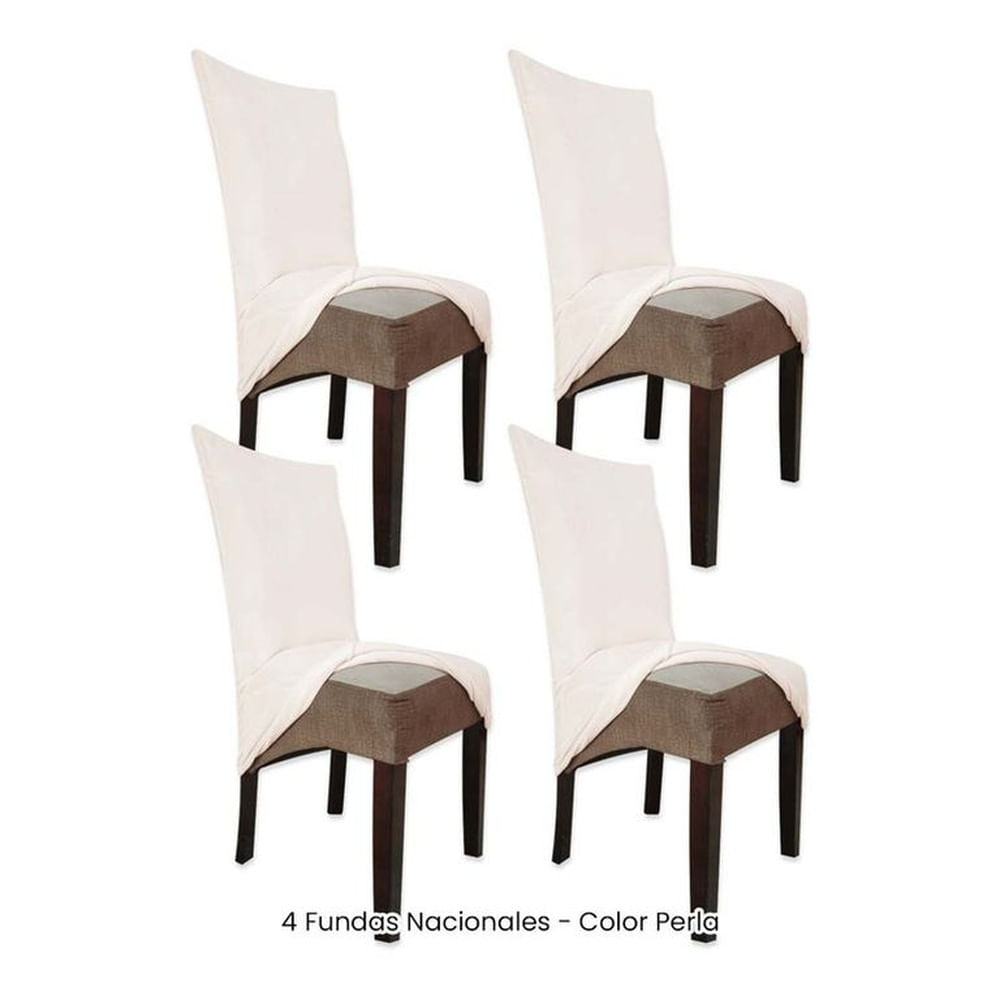 4 Fundas Nacionales de Terciopelo para Silla Recta - Perla