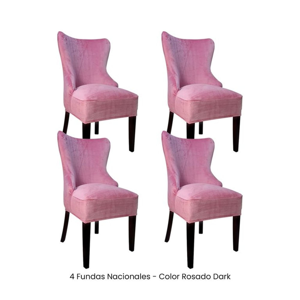 4 Fundas Nacionales de Terciopelo para Silla Princesa - Rosado Dark