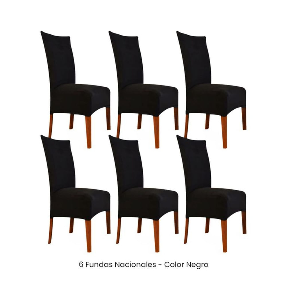6 Fundas Nacionales de Terciopelo para Silla Recta - Negro