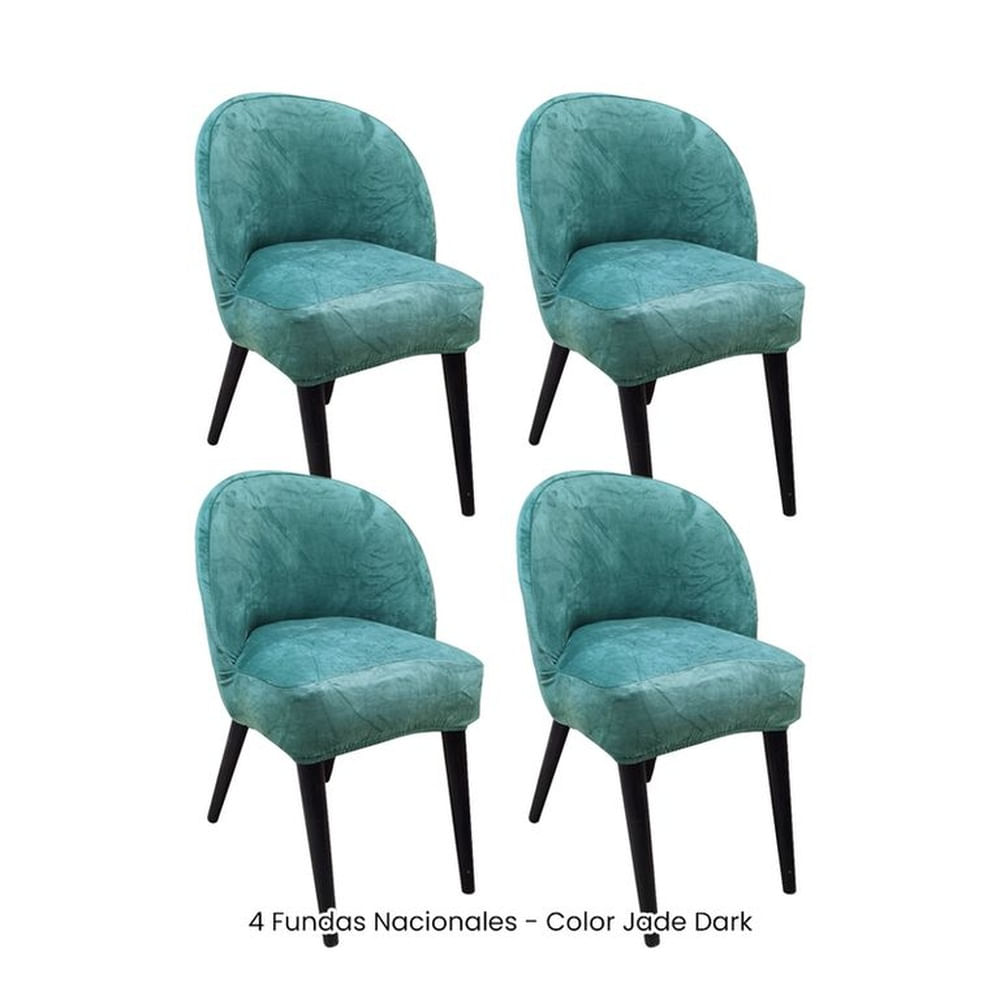 4 Fundas Nacionales de Terciopelo para Silla Vintage Curva - Jade Dark