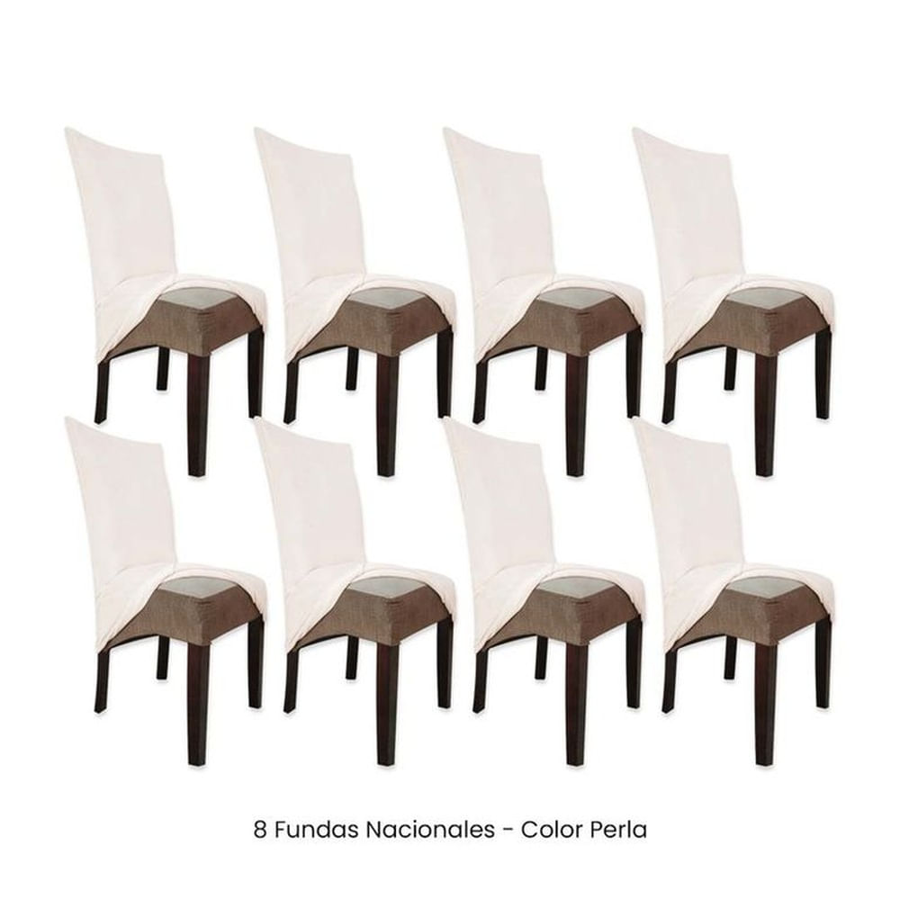 8 Fundas Nacionales de Terciopelo para Silla Recta - Perla