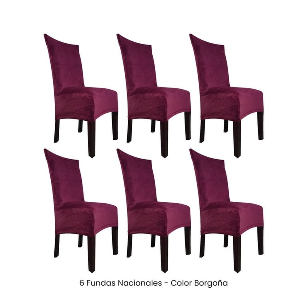 6 Fundas Nacionales de Terciopelo para Silla Recta - Borgoña