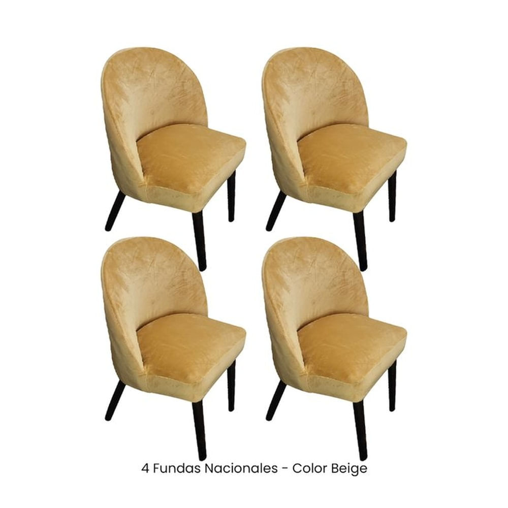 4 Fundas Nacionales de Terciopelo para Silla Vintage Curva - Camel