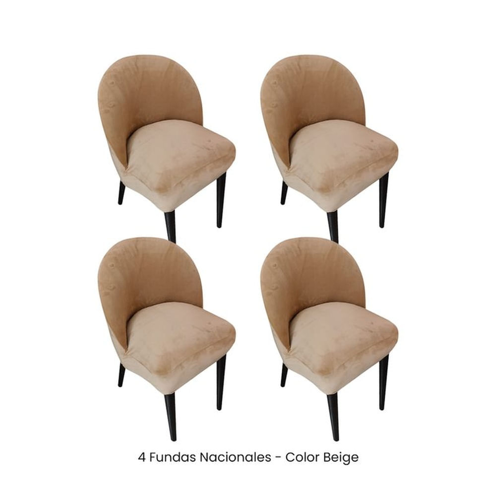 4 Fundas Nacionales de Terciopelo para Silla Vintage Curva - Beige