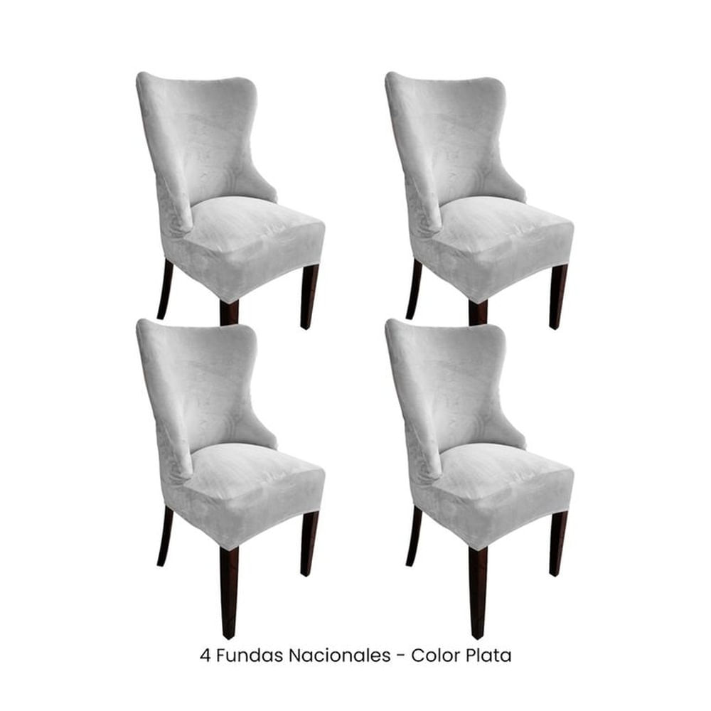 4 Fundas Nacionales de Terciopelo para Silla Princesa - Plata