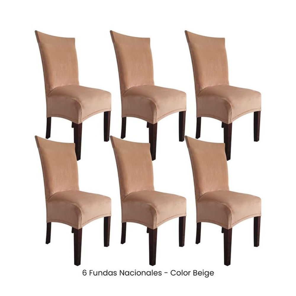 6 Fundas Nacionales de Terciopelo para Silla Recta - Beige